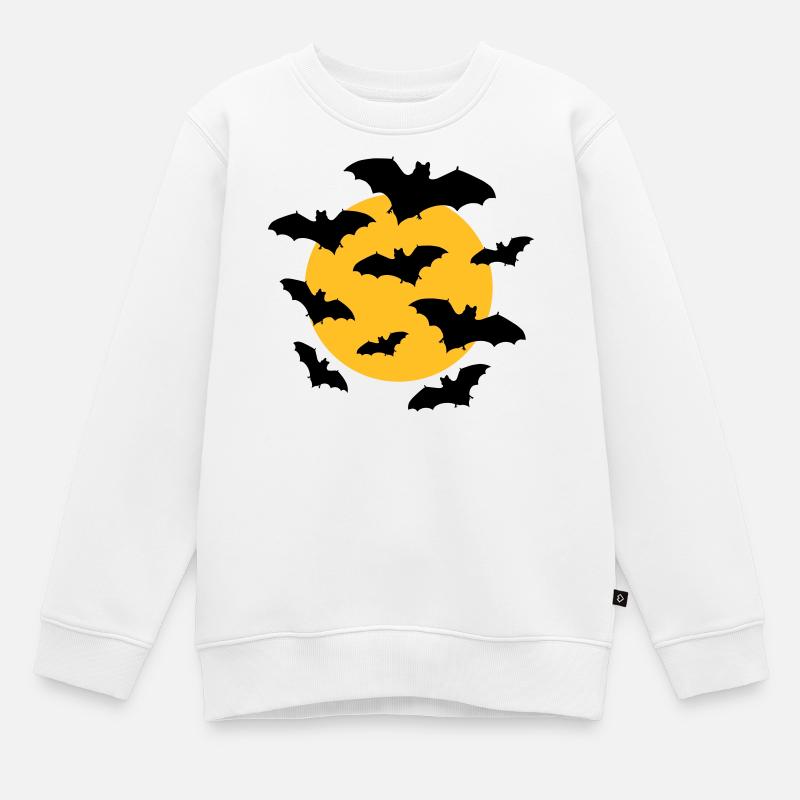 Bats & Moon - Kids Premium Organic Sweatshirt - white
