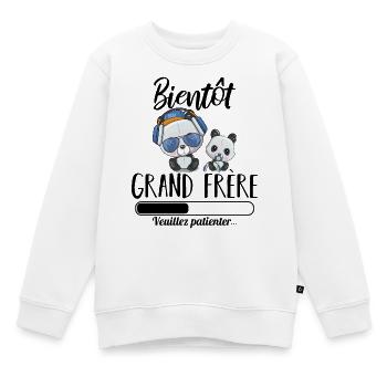 Bientôt grand frère panda - Sweat Premium enfant bio - blanc - Devant - AI Model Kid Male (0cm)