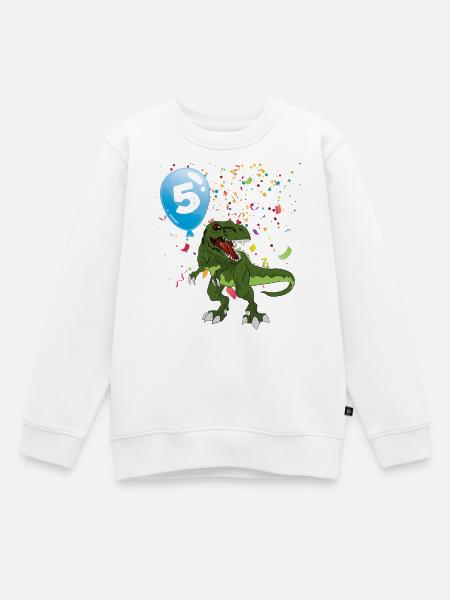 Dino Party Ballon 5 - Kinder Premium Organic Sweatshirt - Weiß