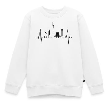 New York Skyline Herzschlag Herz Puls USA Geschenk - Kinder Premium Organic Sweatshirt - Weiß - Vorne - AI Model Kid Male (0cm)