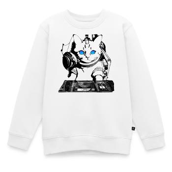 DJ Katze mit Mischpult - Kinder Premium Organic Sweatshirt - Weiß - Vorne - AI Model Kid Male (0cm)