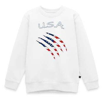 USA United States of America - Kinder Premium Organic Sweatshirt - Weiß - Vorne - AI Model Kid Male (0cm)