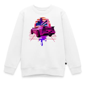 Retro Wave Sportwagen Vaporwave Sunset - Kinder Premium Organic Sweatshirt - Weiß - Vorne - AI Model Kid Male (0cm)