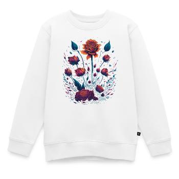 Roses Vaporwave Bouquet - Kids Premium Organic Sweatshirt - white - Front - AI Model Kid Male (0cm)