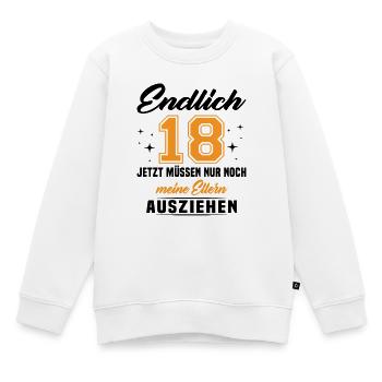 18 Jahre Geburtstagsgeschenk endlich 18 - Kinder Premium Organic Sweatshirt - Weiß - Vorne - AI Model Kid Male (0cm)
