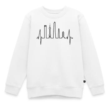 Shanghai Skyline Heartbeat Chine J’aime Shanghai - Sweat Premium enfant bio - blanc - Devant - AI Model Kid Male (0cm)