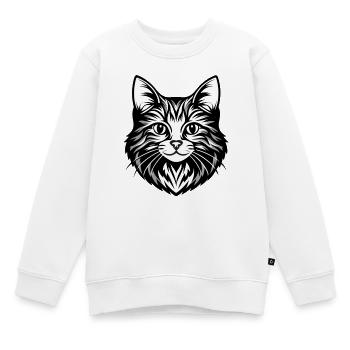 Illustration complexe de visage de chat - Sweat Premium enfant bio - blanc - Devant - AI Model Kid Male (0cm)