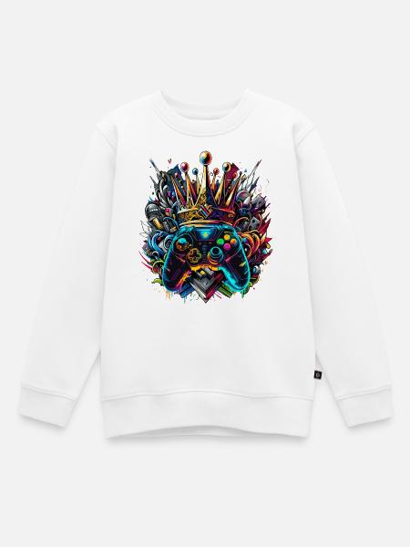Königlicher Graffiti Gaming Controller - Kinder Premium Organic Sweatshirt - Weiß