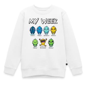 Ma semaine Jours drôles de la semaine Dessin animé Art Design - Sweat Premium enfant bio - blanc - Devant - AI Model Kid Male (0cm)