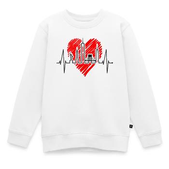 New York Skyline Herzschlag Herz Puls USA Geschenk - Kinder Premium Organic Sweatshirt - Weiß - Vorne - AI Model Kid Male (0cm)