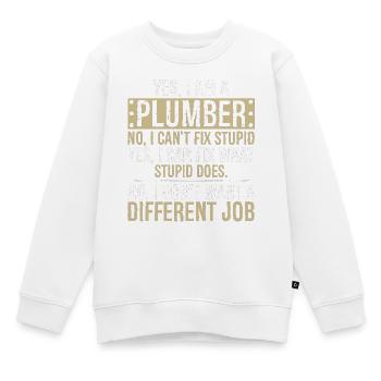 je suis plombier non je ne peux pas réparer stupide je peux réparer - Sweat Premium enfant bio - blanc - Devant - AI Model Kid Male (0cm)