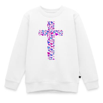 Kreuz Kreuze Jesus Herzen Herz - Kinder Premium Organic Sweatshirt - Weiß - Vorne - AI Model Kid Male (0cm)