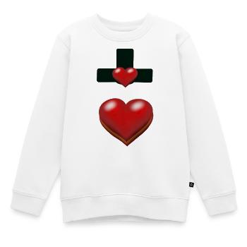 Croix Croix Coeurs Coeurs - Sweat Premium enfant bio - blanc - Devant - AI Model Kid Male (0cm)