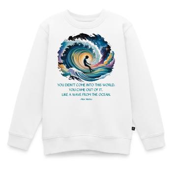 Vague de l’océan | Citation d’Alan Watts - Sweat Premium enfant bio - blanc - Devant - AI Model Kid Male (0cm)