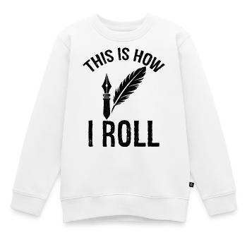 so rolle ich Autor - Kinder Premium Organic Sweatshirt - Weiß - Vorne - AI Model Kid Male (0cm)