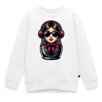 Matroschka mit Kopfhörern - Kinder Premium Organic Sweatshirt - Weiß - Vorne - AI Model Kid Male (0cm)
