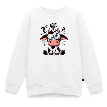 Drôle Vache Confuse Dessin Animé Yeux Écarquillés Maladroits - Sweat Premium enfant bio - blanc - Devant - AI Model Kid Male (0cm)