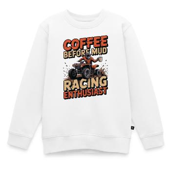 Passionné de courses de boue, amateur de café et de boue - Sweat Premium enfant bio - blanc - Devant - AI Model Kid Male (0cm)