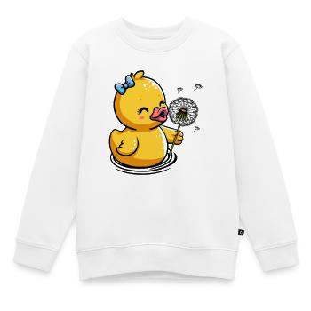 Poussin avec pissenlit et arc - Sweat Premium enfant bio - blanc - Devant - AI Model Kid Male (0cm)