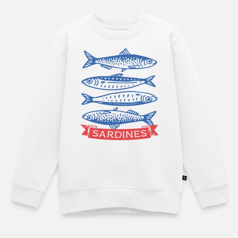 Sardinen - Kinder Premium Organic Sweatshirt - Weiß