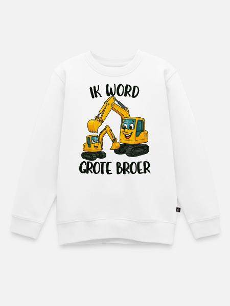 Großer Bruder, ich werde großer Bruder, Bagger - Kinder Premium Organic Sweatshirt - Weiß