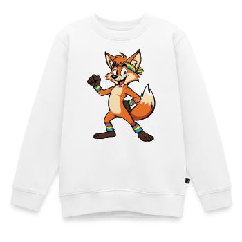 Fuchs Fitness Groove - Kinder Premium Organic Sweatshirt - Weiß - Vorne - AI Model Kid Male (0cm)