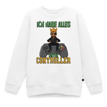 zocken - ich habe alles unter controller - Kinder Premium Organic Sweatshirt - Weiß - Vorne - AI Model Kid Male (0cm)