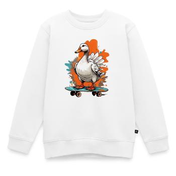 Ente auf Skateboard - Kinder Premium Organic Sweatshirt - Weiß - Vorne - AI Model Kid Male (0cm)