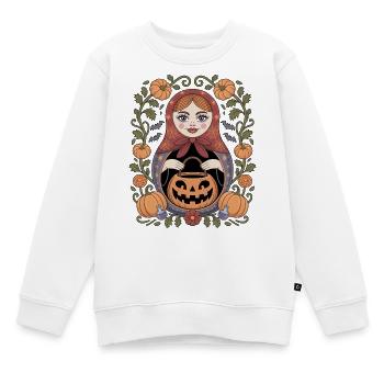 Halloween Matroschka Kürbiszauber - Kinder Premium Organic Sweatshirt - Weiß - Vorne - AI Model Kid Male (0cm)