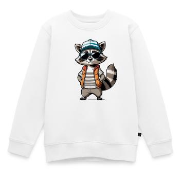 Waschbär Streetwear Outfit - Kinder Premium Organic Sweatshirt - Weiß - Vorne - AI Model Kid Male (0cm)