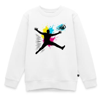 Fußball Torwart Sprung Mit Farbexplosion - Kinder Premium Organic Sweatshirt - Weiß - Vorne - AI Model Kid Male (0cm)