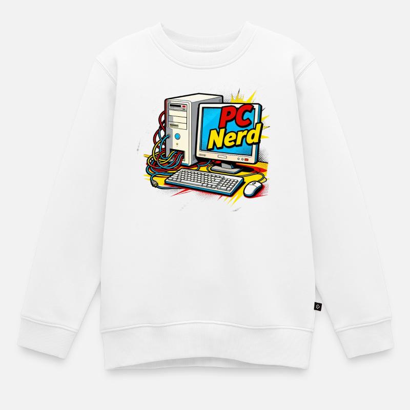 Nerd PC - Sweat Premium enfant bio - blanc