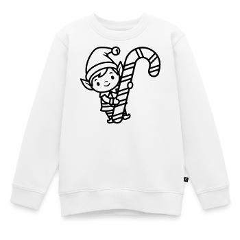 Mignon elfe de Noël avec canne à sucre - Sweat Premium enfant bio - blanc - Devant - AI Model Kid Male (0cm)