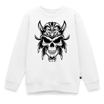 Crâne stylisé au look tribal - Sweat Premium enfant bio - blanc - Devant - AI Model Kid Male (0cm)