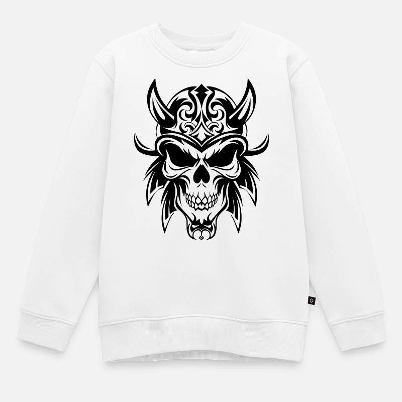 Stylized skull with a tribal look - Kids Premium Organic Sweatshirt - white