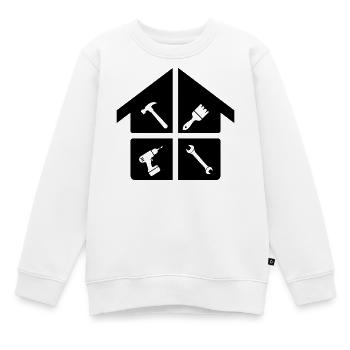 Handwerker Logo – Hammer, Bohrmaschine & Pinsel - Kinder Premium Organic Sweatshirt - Weiß - Vorne - AI Model Kid Male (0cm)