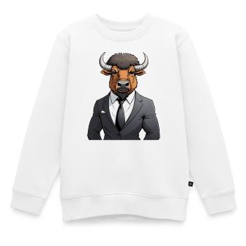 Anzugbulle im Business-Look - Kinder Premium Organic Sweatshirt - Weiß - Vorne - AI Model Kid Male (0cm)