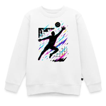 Handball Sprungwurf bunt, Neon Silhouette, Kunst - Kinder Premium Organic Sweatshirt - Weiß - Vorne - AI Model Kid Male (0cm)