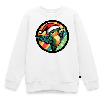 Kolibri im Regenbogen Weihnachtslook - Kinder Premium Organic Sweatshirt - Weiß - Vorne - AI Model Kid Male (0cm)