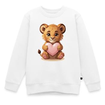 Kuscheliges Löwenbaby mit Herz - Kinder Premium Organic Sweatshirt - Weiß - Vorne - AI Model Kid Male (0cm)