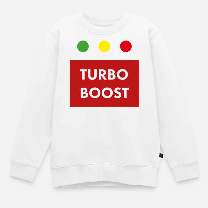 Texte rétro du turbo boost - Sweat Premium enfant bio - blanc