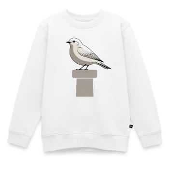 Möwe auf Block – Minimalistische Illustration - Kinder Premium Organic Sweatshirt - Weiß - Vorne - AI Model Kid Male (0cm)