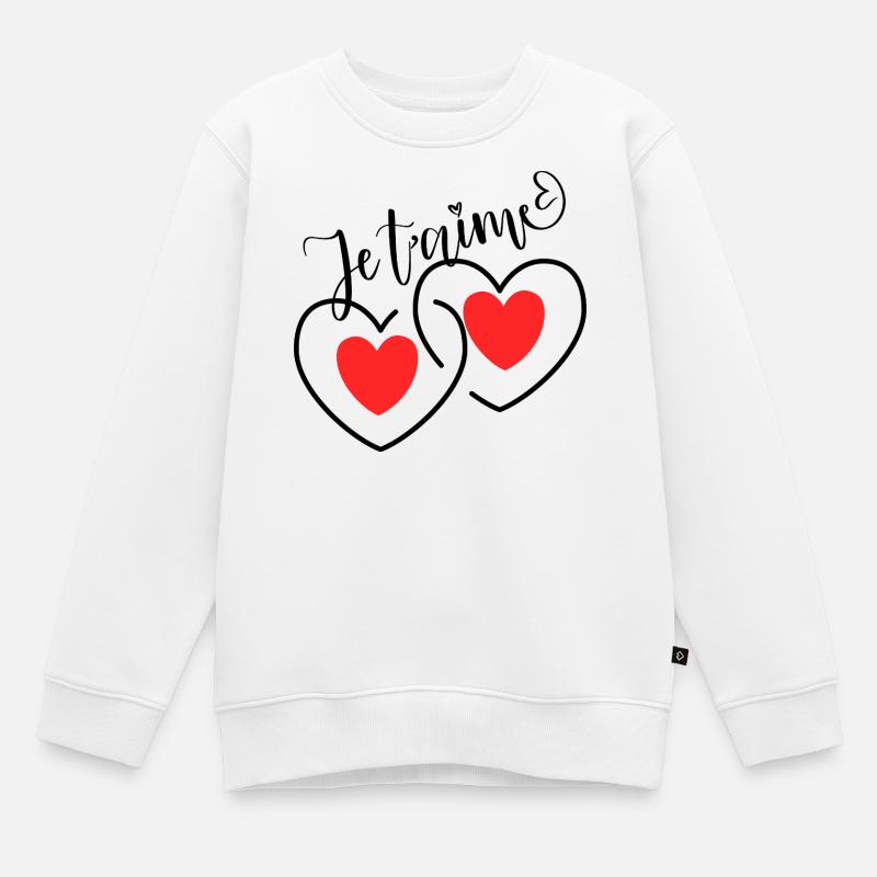 Je T'aime Cœurs entrelacé   - Sweat Premium enfant bio - blanc
