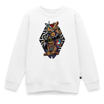 Steampunk Owl with Gears Mystical Mechanical - Kids Premium Organic Sweatshirt - white - Front - AI Model Kid Male (0cm)