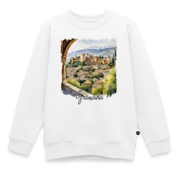 Granada Aquarell, Granada Spanien - Kinder Premium Organic Sweatshirt - Weiß - Vorne - AI Model Kid Male (0cm)