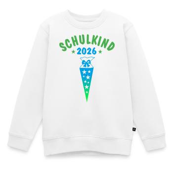 Schulkind 2026 Schultüte Sterne - blau grün - Kinder Premium Organic Sweatshirt - Weiß - Vorne - AI Model Kid Male (0cm)