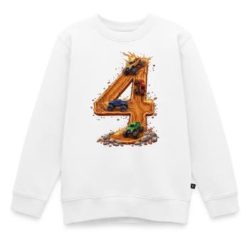 4th Birthday, 4 Year Old Boy, Monster Truck - Kids Premium Organic Sweatshirt - white - Front - AI Model Kid Male (0cm)