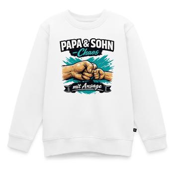 Papa und Sohn Chaos mit Ansage Statement - Kinder Premium Organic Sweatshirt - Weiß - Vorne - AI Model Kid Male (0cm)