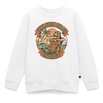 Skeleton Chaos Energy Retro Strand Grafik - Kinder Premium Organic Sweatshirt - Weiß - Vorne - AI Model Kid Male (0cm)