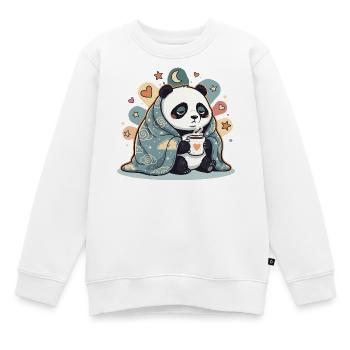 Panda câlin sous la couverture nuageuse - Sweat Premium enfant bio - blanc - Devant - AI Model Kid Male (0cm)